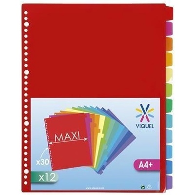 Viquel Rozlišovače, plastové, A4 Maxi, 12 částí, VIQUEL 21726