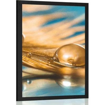 Plakát kapka vody na zlatém pírku - 20x30 black