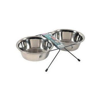 Miska nerez stojan+2 misky pes STEEL 1,3 l Zolux