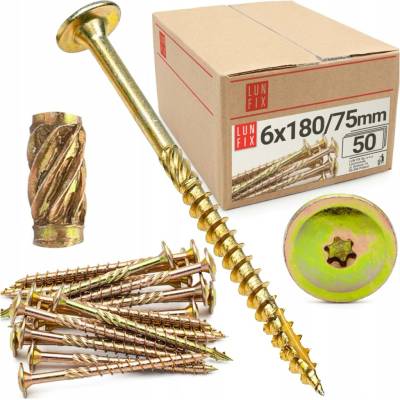Tesařský vrut 6x180 talířový TORX 50 Ks.