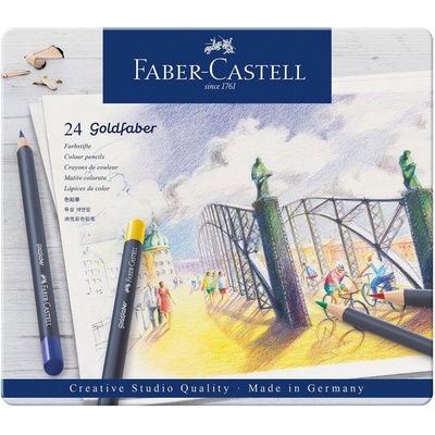 Faber-Castell Цветни моливи Goldfaber, 24 цвята, в метална к (1015120468)