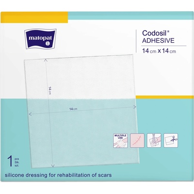 Tricomed Tricomed Codosil ADHESIVE silikónový obväz na jazvy 14 x 14 cm 1 ks