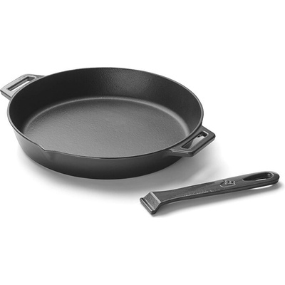 Grandpro litinová grilovací pánev 30 cm A03001003T, šedý smalt, odnímatelná rukojeť, rovné dno