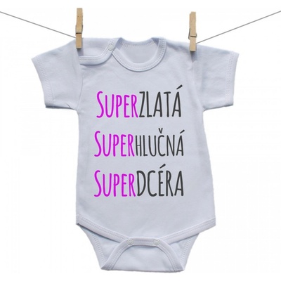 Boodyy Body s krátkym rukávom Super zlatá super hlučná super dcéra