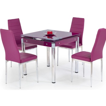 Bogdan Furniture Europe Разтегателна трапезна маса Мебели Богдан модел 27-Kent BM лилав, стъкло / метал, размери: 80-130 / 80 / 76 см