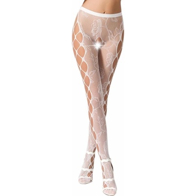 Passion Секси чорапогащник с флорални мотиви "passion s008 white