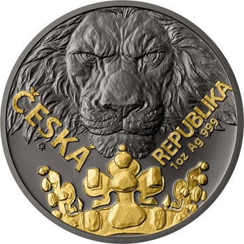 Česká mincovna Strieborná minca Český lev 2023 čierna platina/selekt. pokov Au proof 1 oz