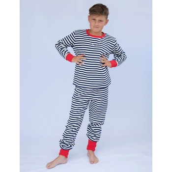 Dětské pyžamo červený lem navy