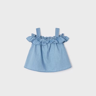 MAYORAL Дънков къс потник за момиче с панделка Майорал