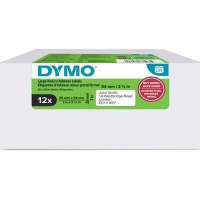 DYMO promo balenie štítky pre spiatočnú adresu, biely papier, 54x25mm, 12 roliek 2177563