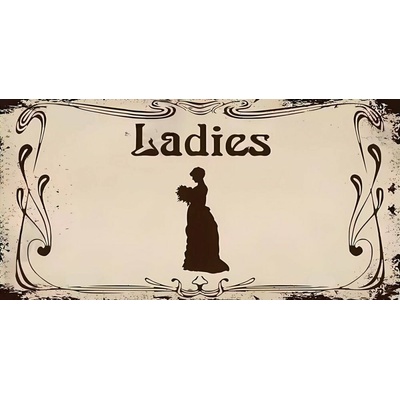 Plechová ceduľa značka Restrooms Ladies 30,5cm x 15,5cm Plechová tabuľa