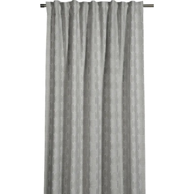 Závěs s řasící páskou Jacquard s motivem kruhů béžový 245 x 135 cm