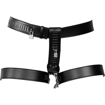 ostatní Ouch! PU Leather Female Chastity Belt with Leg Restraint