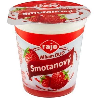 Rajo Mňam Duo Smotanový jogurt jahodový s kúskami jahôd 145 g