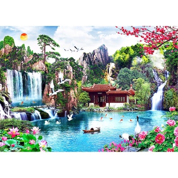 Wooden City - Puzzle Waterfalls in Japanese Wooden Garden - 2 000 piese