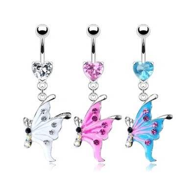 Šperky eshop piercing do pupíku motýlek W37.23 Bílá