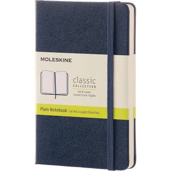 Moleskine Джобен тефтер с твърди корици Moleskine Classic Plain - Син, бели листове (QP012B20)