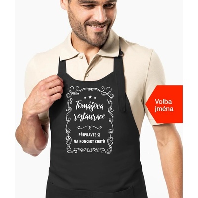 Kariban HobbyTriko Zástěra pro muže se jménem Vaše restaurace Černá