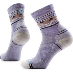Smartwool Дамски туристически чорапи Smartwool Women's Hike LT Cushion Zig zag Valley Mid Crew Walking socks - Chalk Violet - размер 42-45 (EU) (201-6750-0513)
