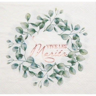 Santex Svatební ubrousky Lístkový věneček 16,5x16,5cm 20ks