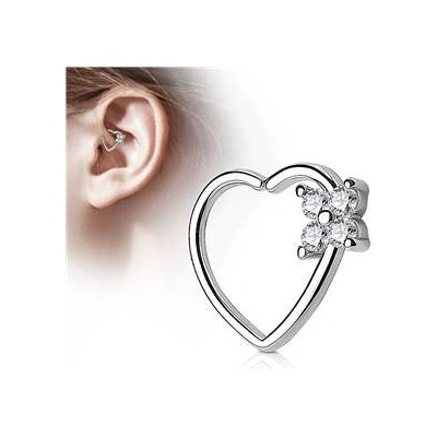 Šperky4U piercing do nosu ucha srdce čiré kamínky N0059-C