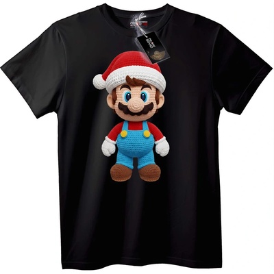 NOONEBRAND Тениска Mario с Дядо Коледа Шапка - 3XL, Black