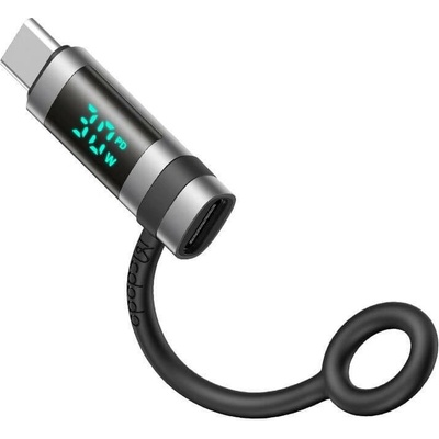 Mcdodo Адаптер Mcdodo, от Lightning(ж) към USB-C(м), до 60W, удобно и сигурно закрепване към кабела, тъмносив (OT-0180)