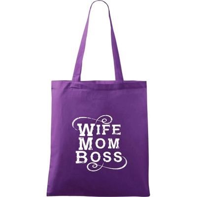 Wife mom boss Taška bavlnená 42 x 38 cm Fialová