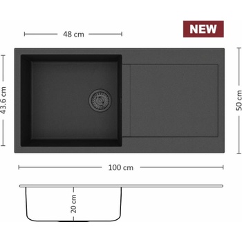 Image 1 of Eurolux FERETA BB 100.1 SI Композитна мивка за вграждане (FERETABB100.1)