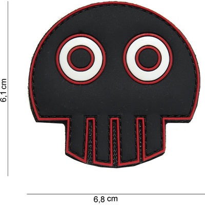 Gumová nášivka 101 Inc Big Eye Skull - čierna