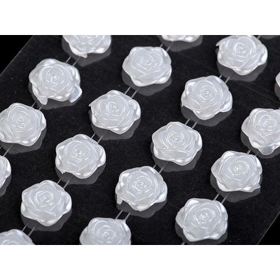 Samolepící růže na lepícím proužku Ø11 mm - 1 Off White