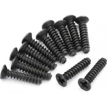 BlackZon 1:16 Slyder MT/ST: Samorezná skrutka KBHO 2,6x12 mm so zápustnou hlavou 12 ks
