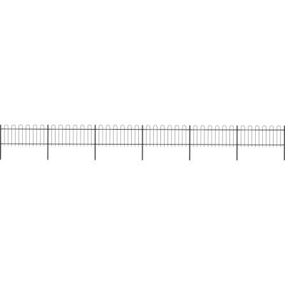 OMAXI Zahradní plot s obloukem nahoře ocelový 1005 x 80 cm černý 710730