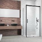 Radaway Правоъгълна душ кабина с плъзгаща се врата Radaway Idea KDJ 100x75 см матово черно-прозрачно покритие дясна (387040-54-01R+387049-54-01L)