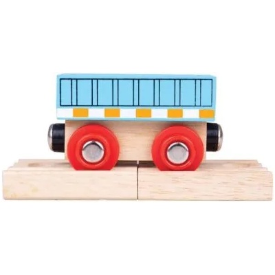 Bigjigs Toys - Дървен вагон за игра - Син (BJT483)