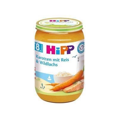 HiPP Пюре от моркови, ориз и дива сьомга hipp, 8+ месеца, 220гр