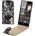 Huawei Ascend P6 Black Flower Flip Калъф + Скрийн Протектор