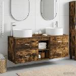 vidaXL Комплект мебели за баня 3 бр. Опушен дъб 129 x 44.5 x 80 см (3405951)