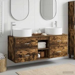 vidaXL Комплект шкафове за баня 3 бр. Опушен дъб 129 x 44, 5 x 80 cm (3405951)