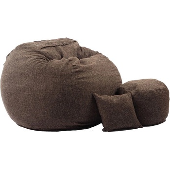 Pufrelax Комплект, Барбарон с табуретка за крака и декоративна възглавница, 700л. King Size, Mocha Latte, Перящ се калъф, Трансформира се в легло, Пълнеж с микс от мемори пяна и дунапрен, Гама Premium