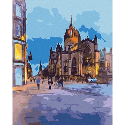 Zuty Malování Podle Čísel Pohled Na Katedrálu St. Giles V Edinburghu 80 x 100 Cm Plátno Rám 8596530134794