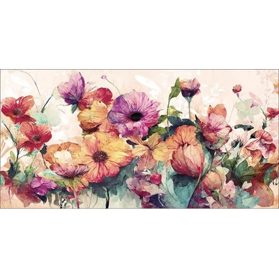 Obraz na plátně Watercolour Flowers 100x50 cm