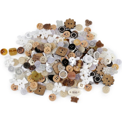 Knoflíky mix 500 ks, střední, 2 mix hnědá