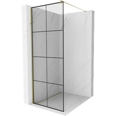 Mexen Kioto Душ преграда Walk-in 80 x 200 см, черна решетка 8 мм, златна - 800-080-101-50-77 (800-080-101-50-77)