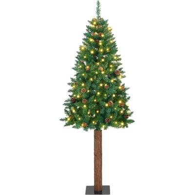 vidaXL Тясно коледно дърво Зелен 210 cm ПВЦ и масивно борово дърво (3394873)