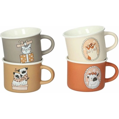 Brandani Porcelánové hrnčeky v súprave Cani e Gatti 4 x 150 ml