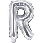 PartyDeco Балон от фолио Mini - Буква R 35см сребърен