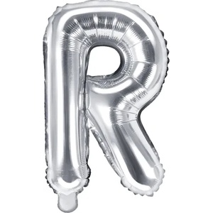 PartyDeco Балон от фолио Mini - Буква R 35см сребърен