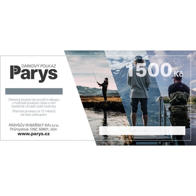 Dárkový poukaz Parys.cz na nákup zboží v hodnotě 1500 Kč tištěný