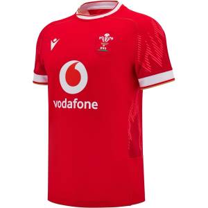 Macron Футболна фланелка Macron Welsh Rugby Union Authentic Home Shirt 2024 Adults - Red/White